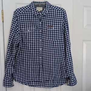 Field & Stream Navy and White Plaid Button Down Shirt